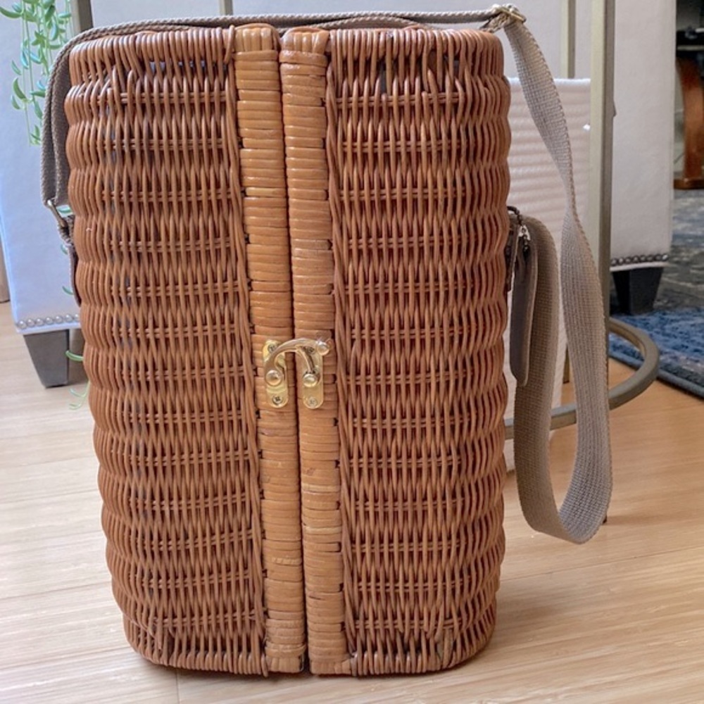 PICNIC TIME Wicker Wine Bottle & Wine Glasses Carrier w/ accessories